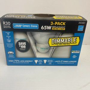 3pk Feit R30 Light Bulbs- Dimmable Frost Reflector Recessed Flood R30 65W... 896